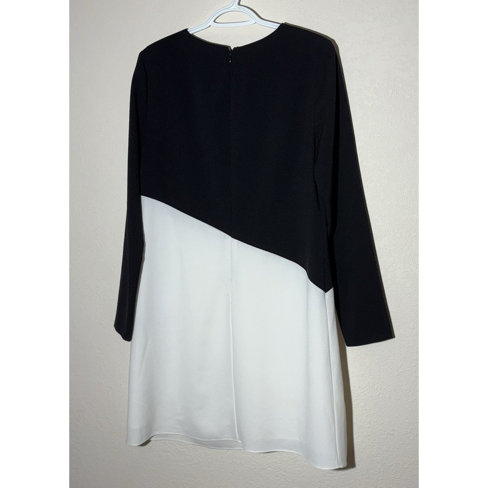 Shoshanna Color Block Dress Sz 8 Black White Long Sleeve Party Cocktail Career - Picture 3 of 7